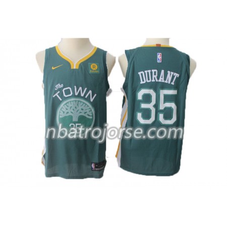 Män Golden State Warriors Tröja Kevin Durant 35 Nike 2017-18 Grön Swingman